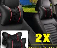 2PCS PU LEATHER KNITTED CAR PILLOWS HEADREST